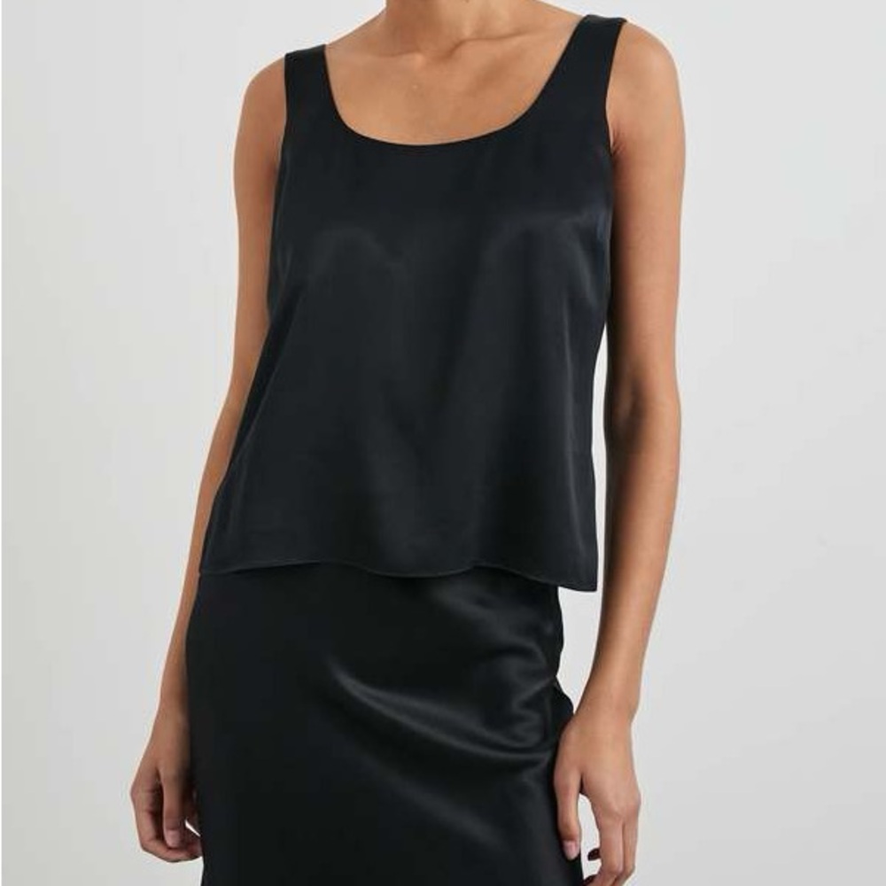 Rails Lexi Black Satin Crepe Tank Top